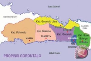 Peta gorontalo kabupaten provinsi wilayah penduduk