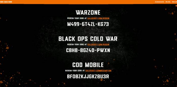 Redeem codm pawn Call o f duty redeem code