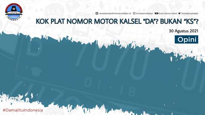 Kode plat da kalimantan selatan